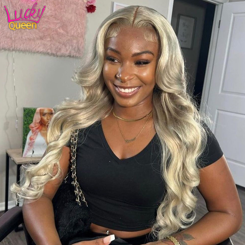 Ash Blonde Body Wave Lace Wig Frente Human Hair Wigs 13x4 HD Lace Transparente Wig Ombre Gray 13x6 Peruca Frontal para Mulheres