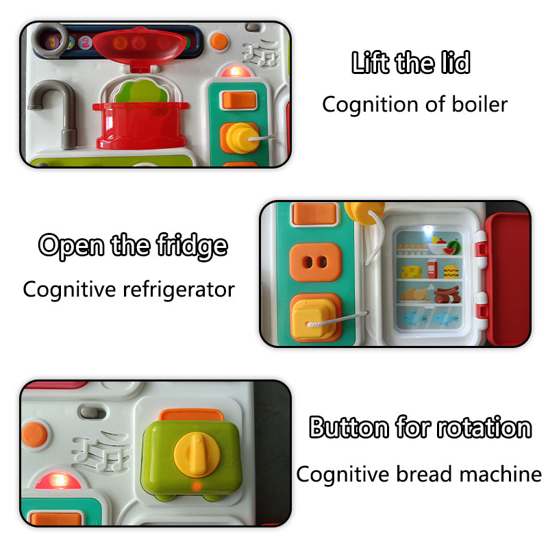 Монтессори Кухня Электронная оживленная доска Учив игрушки с легкими звуковыми кухнями игры сенсорное мышление. Обучение образовательные игрушки