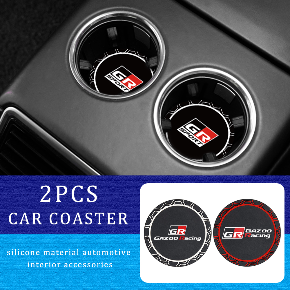 For Toyota GR GAZOO Racing GR-Sport Car-Styling Silica Gel Car Coasters Anti-slip Pad Auto Anti-skid Cup-Holder Accessories