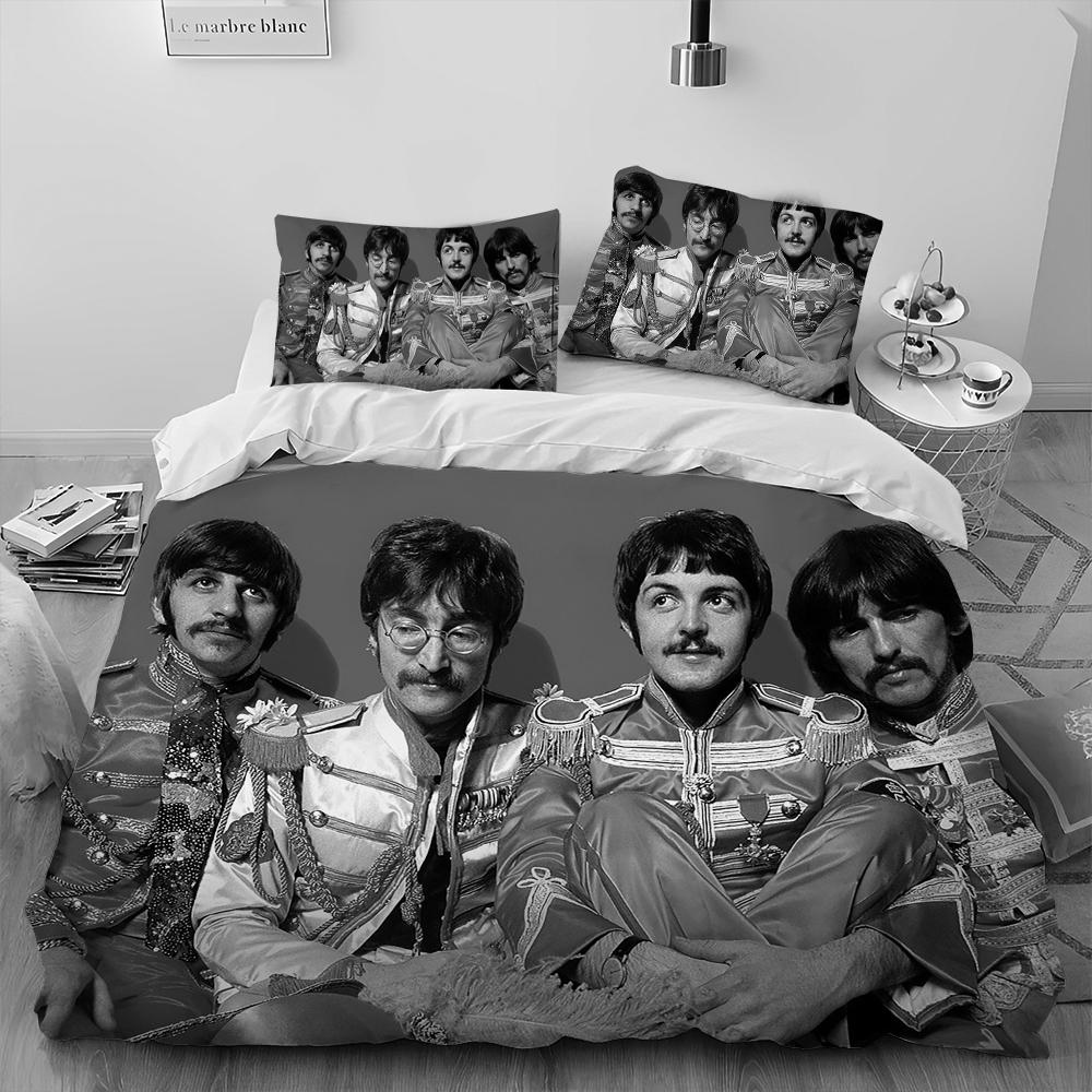 3D B-Beatles Rock Stand Star Comforter Preding Set, Pedive Cover Cover Set Cover Cover Pillowcase, Комплект «Королева размера