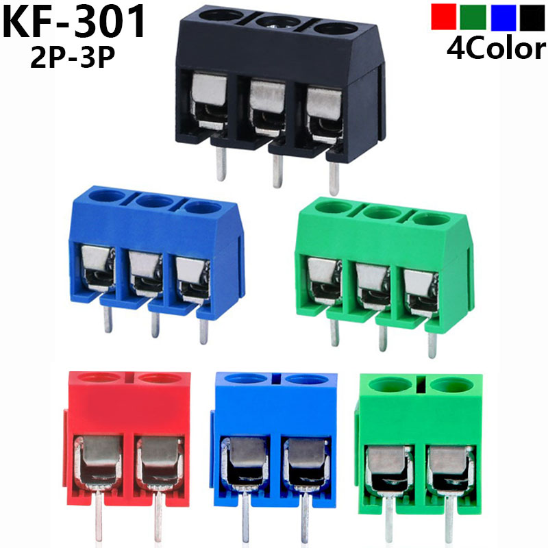 10/20/KF301-5.0-2p KF301-3P KF301-4P Pitch 5.0mm rak stift 2p 3p Skruv PCB-terminalblockkontakt Blue Green