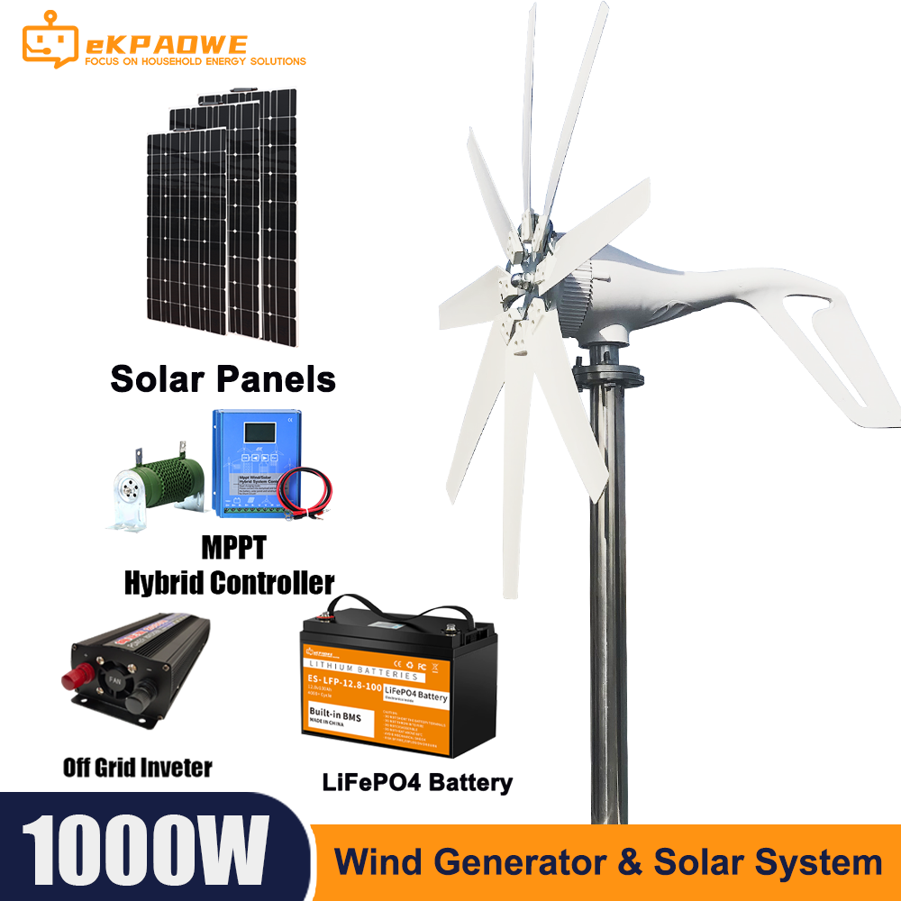 Polen 1000W vindkraftverk generator 2000w Komplett strömförsörjningssystem Kit 220V Hemmapparat med solpaneler