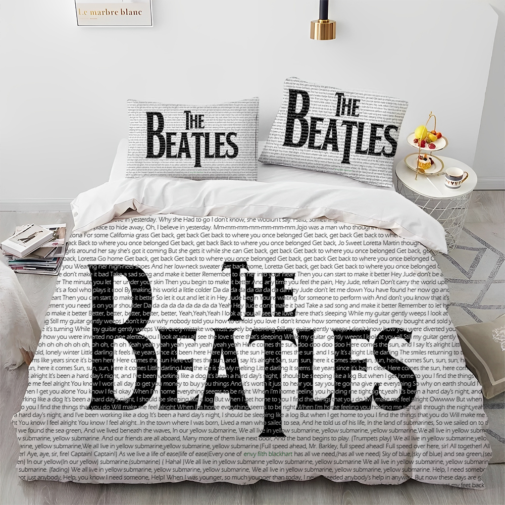 3D B-Beatles Rock Stand Star Comforter Preding Set, Pedive Cover Cover Set Cover Cover Pillowcase, Комплект «Королева размера