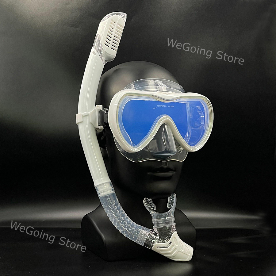 Su geçirmez slicone şnorkelli yüzme maskesi set yüzme camları üst kuru nefes tüp aynalı uV maskesi yüzmek cilt dalış ekipmanları