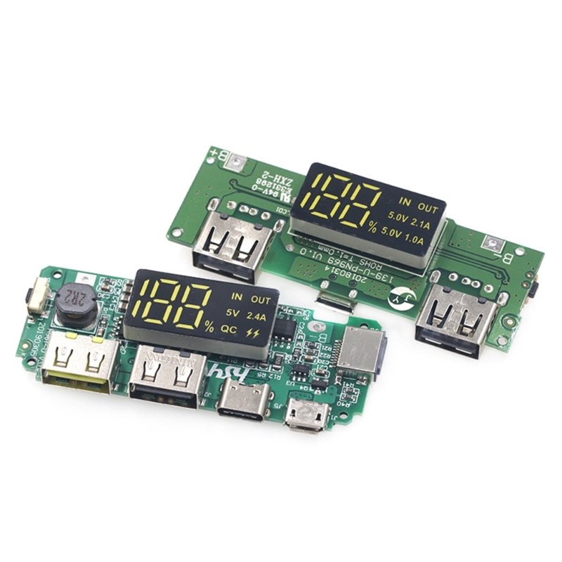 5V 2a /5v 2.4a duplo USB /tipo-C /micro USB Mobile Power Bank 18650 Bateria de lítio Display Display Charging Charger Board Board