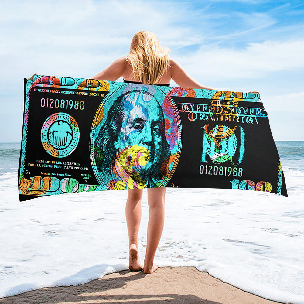Color cien dólares en los Estados Unidos toallas de playa para mujeres baños en el hogar deportes al aire libre toalla de playa de baño seca para niños adultos