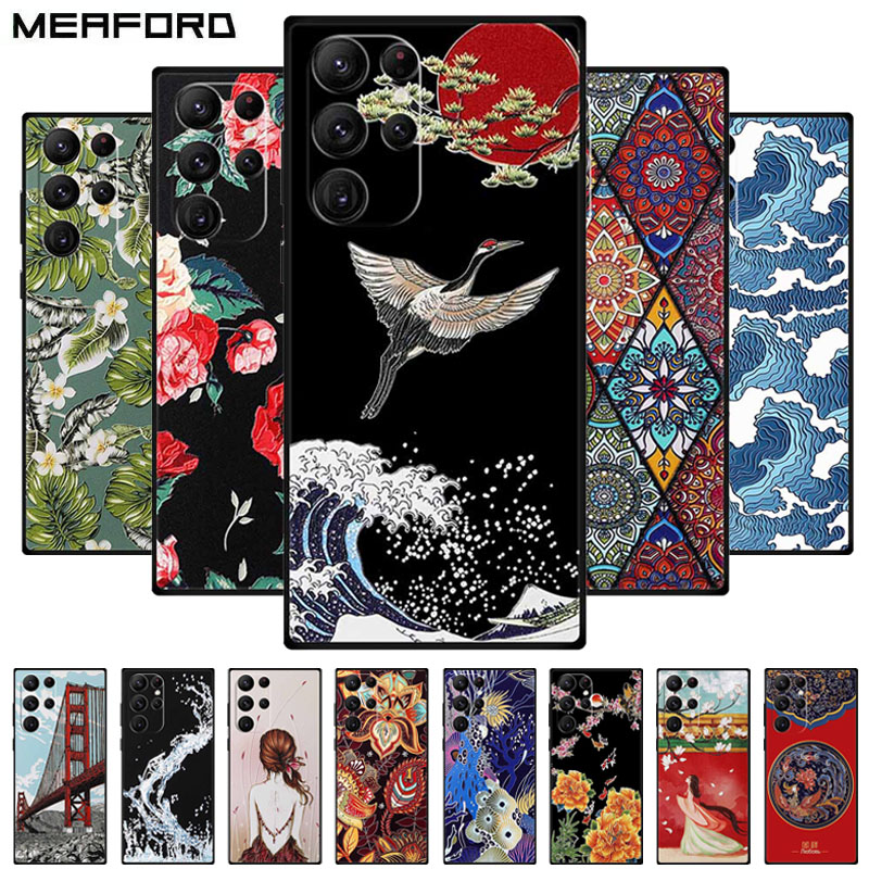 Samsung Galaxy S23 Ultra Case 3D Relief Emboss Telefono Samsung S23 Plus Coque S 23 Ultra 5G S23+ Capas in silicone morbido