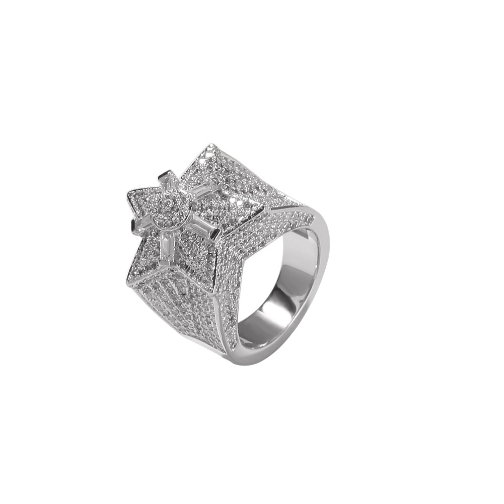 Hip Hop Topling Star Casting Rings 18K Gold vergulde verlichte spanning vingerring