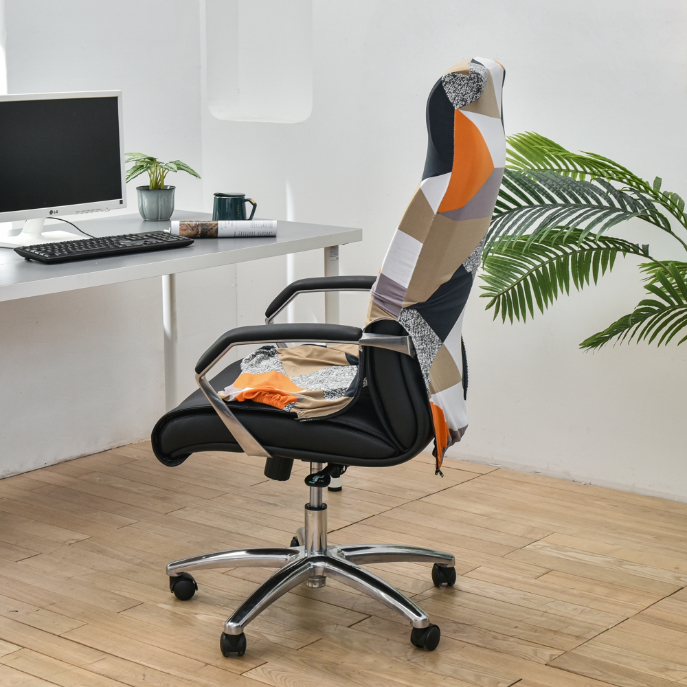 Couvre-chaise d'ordinateur extensible avec bras Bureau imprimé floral chaise tournante de chaise de girouette housse de fauteuil de fauteuil