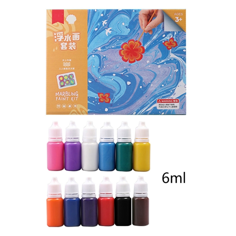 Kit de pintura de mármore aquático para meninos de atividades de projeto de arte de menina não-tóxicas 6/