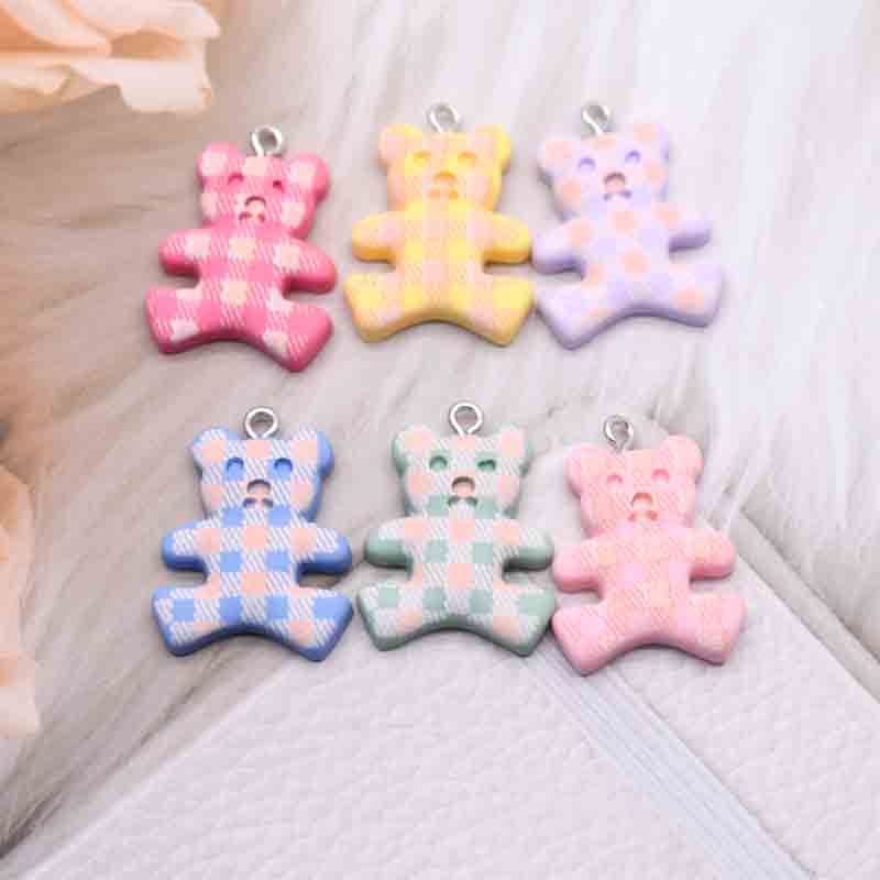 21 * 27 mm Grizzly Bear Flat Back 6 couleurs Charmes mignons pour pendentif Boucles d'oreilles Collier Bijoux Accessoires