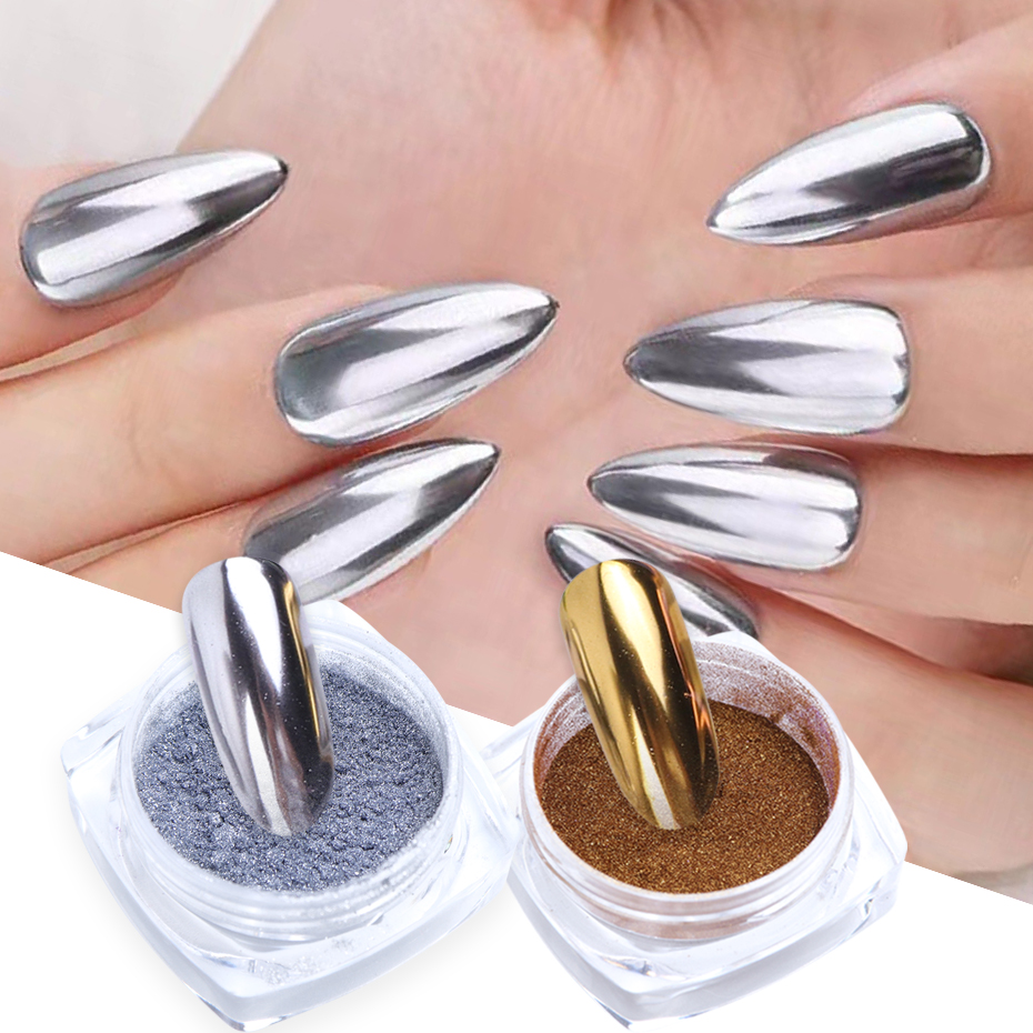 Magic Mirror Powder Gold Silver Chrome Nail Glitter Metallic Rubbing Dust Gel Polish Pigment Shiny Metal DIY Manicure Decoration