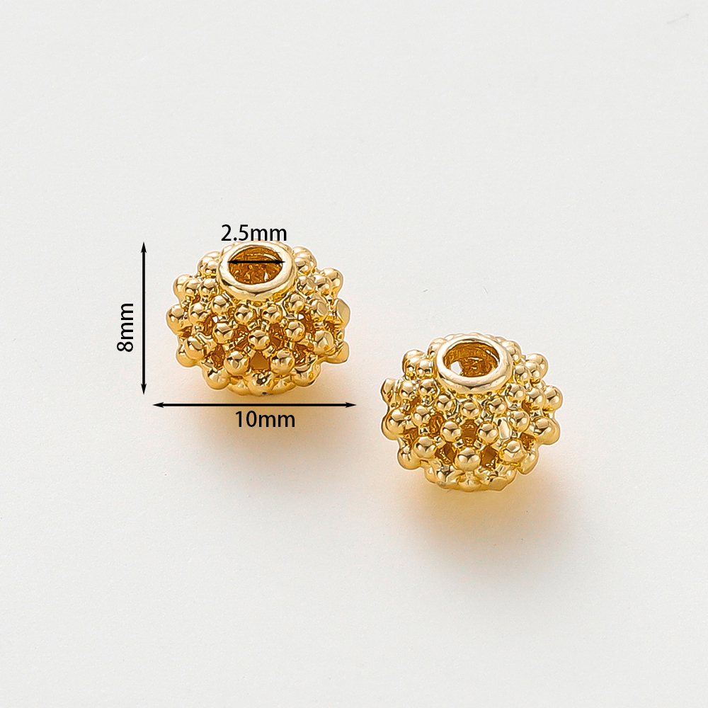 5 pezzi/lotto 8*10mm 14k 18k oro color rotondo perle distanziali perle decorate perle all'ingrosso gioielli fai -da -te che producono accessori