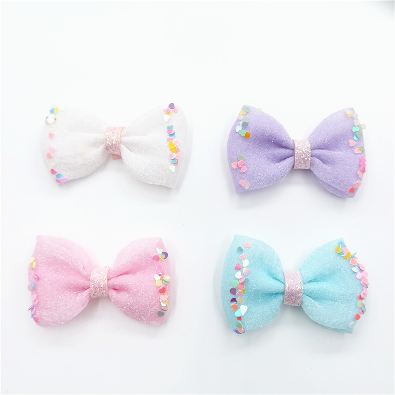 16st 5,5x3,5 cm Mesh Bowknot Applique för DIY Baby Hair Clip Hat Headwear Crafts Decor Ornament Klädertillbehör Patches Patches