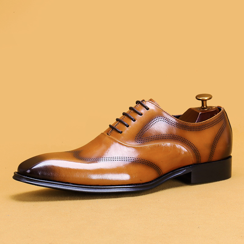 Luxus Männer handgefertigte Flügeltip Oxford Schuhe schwarz braun Brogue Schnürenkalbsleder Spitze Zehenleder Hochzeitsmänner Kleiderschuhe