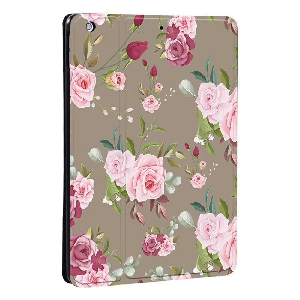 Tablette PC Cases Sacs Couverture d'impression florale pour iPad 9th 10.2 Case pour iPad 8th 7th Generation Pu Leather Tablet Case pour iPad 2 3 4 Gen 9.7 / Mini 4 5 6 240411