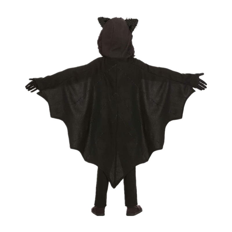 Bat Vampire Hooded Costume Halloween Anime Black Bat Deluxe Jumpsuit for Kids Games Cosplay Carnival Gloves Clothes