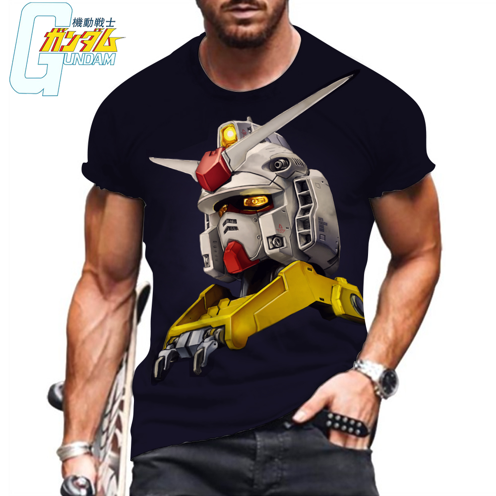 HARAJUKU MEN T-shirt nouvel Essentials Gundam HD Print Tops 6xl 2023 Vêtements surdimensionnés Anime High Quality Leisure Y2K Summer