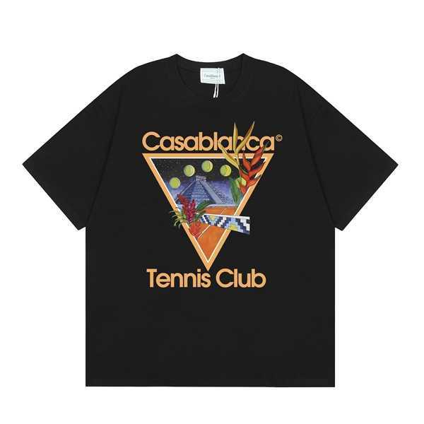 カサブランカの手紙印刷されたアメリカンハイストリートスモールカップルボトムメンズとレディース半袖Tシャツ