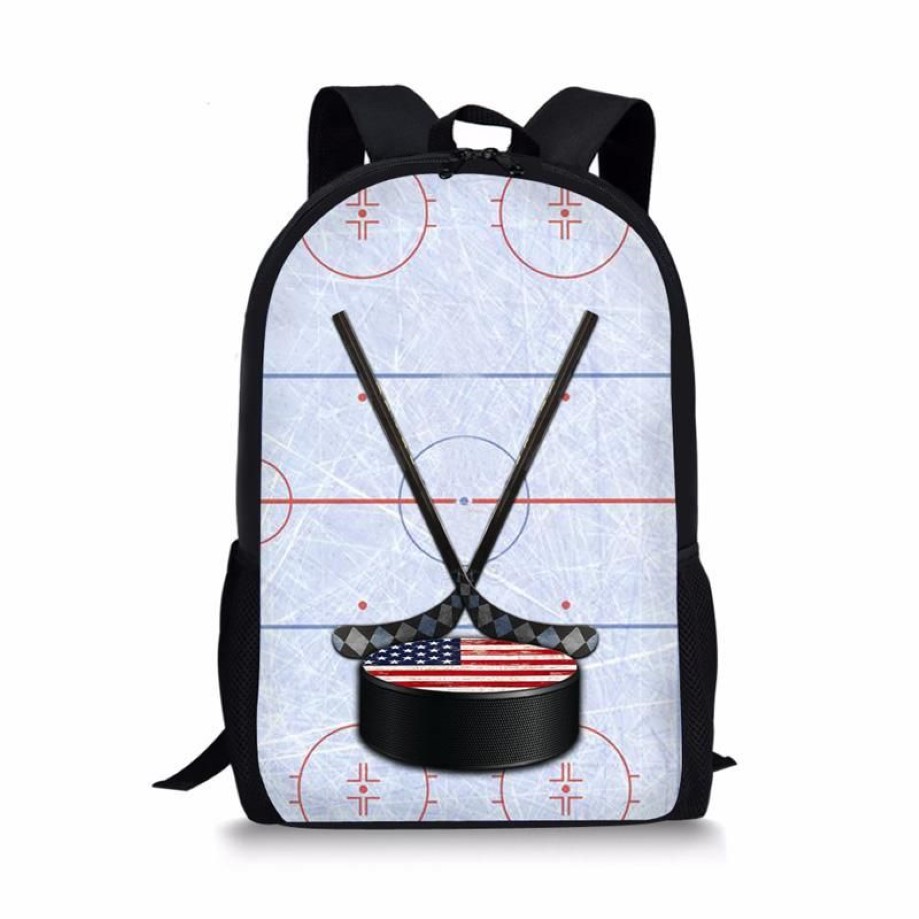 Skolväskor söta ishockey 3D -tryck för pojkar tonåring flickor barn ryggsäckar student bok väska rese påsäck mochila escolar2028
