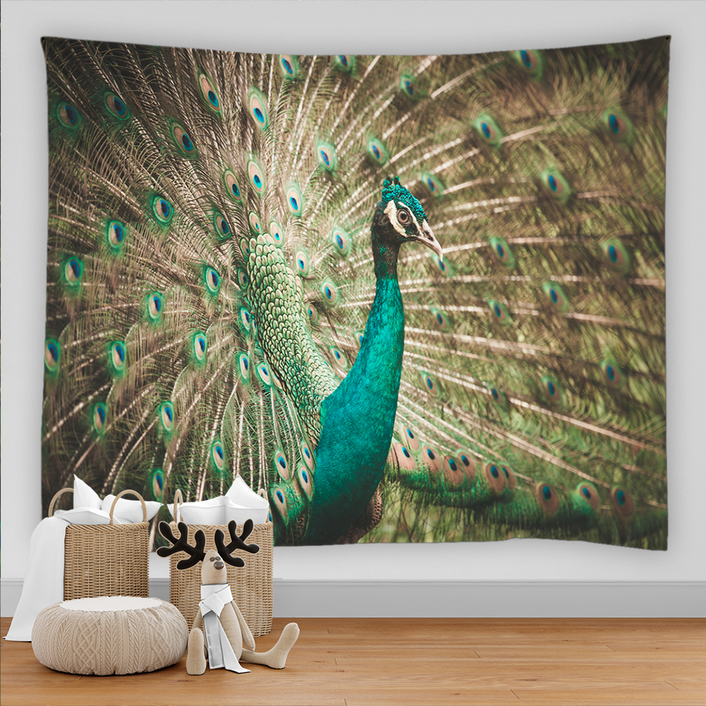 Peacock Tobestry żywe kolory pióra ptaki gobelin bohemian hipis gobelin wiszący do sypialni Dormi