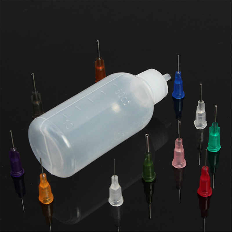 30 ml/50 ml transparente Polyethylennadelspender -Dispenserflasche für Kolive -Lötflusspaste + 11 Nadelnwerkzeuge