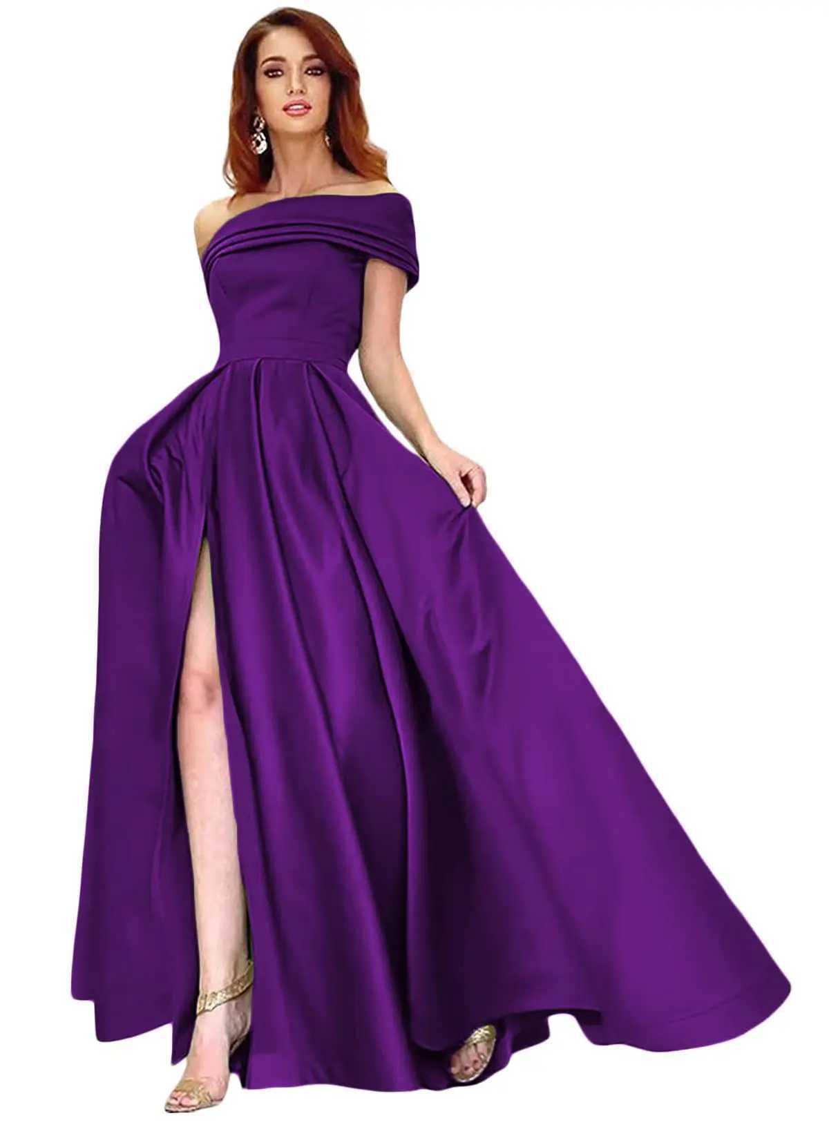 Robes sexy urbaines élégantes robes de bal d'épaule satin one avec cocktail divisé robes de bal robe de soirée formelle en ligne pour femmes 240410