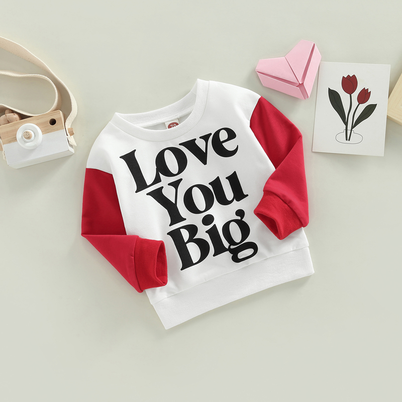 FOCUSNORM 0-4Y Toddler Baby Girls Boys T Shirts/Romper For Valentine's Day Letter Print Long Sleeve Jumpsuit/Sweatshirt