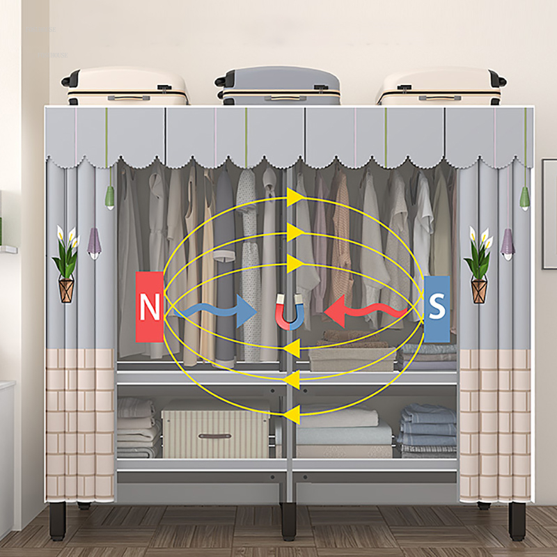 Einfache Kleiderschränke Haus Schlafzimmer Stoffschrank Mietzimmer Faltbare Eindickung Aufbewahrungsschränke hängende Garderobe Schlafzimmer Möbel