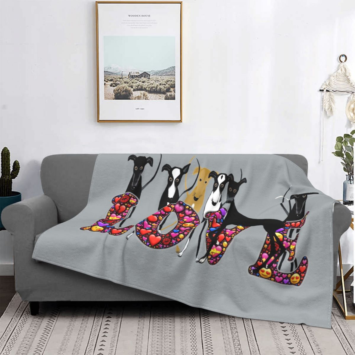 Ultra-weich warme Liebe Hunde werfen Decke Flanell Greyhound Whippet Sighthund Hundedecke für Bett Büro Couch Betspreads Quilt