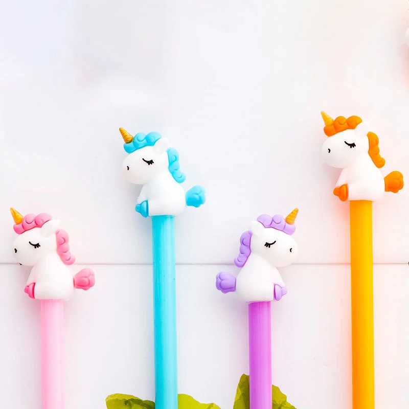 Długie koreańskie śliczne długopisy jednorożenne śmieszne pióro Pen Kawaii Ballpoint Rollerball School Office Dostaw towary przedmiot Girl Prezent