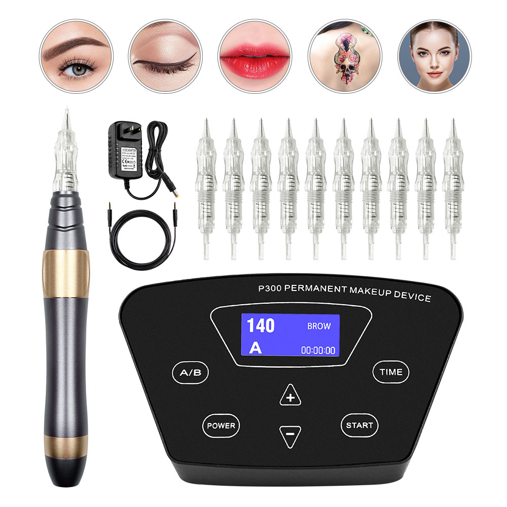 Biomaser Permanent Makeup Machine Professional Tattoo Machine Kit For Eyebrow Makeup With Tattoo Cartridge Needles