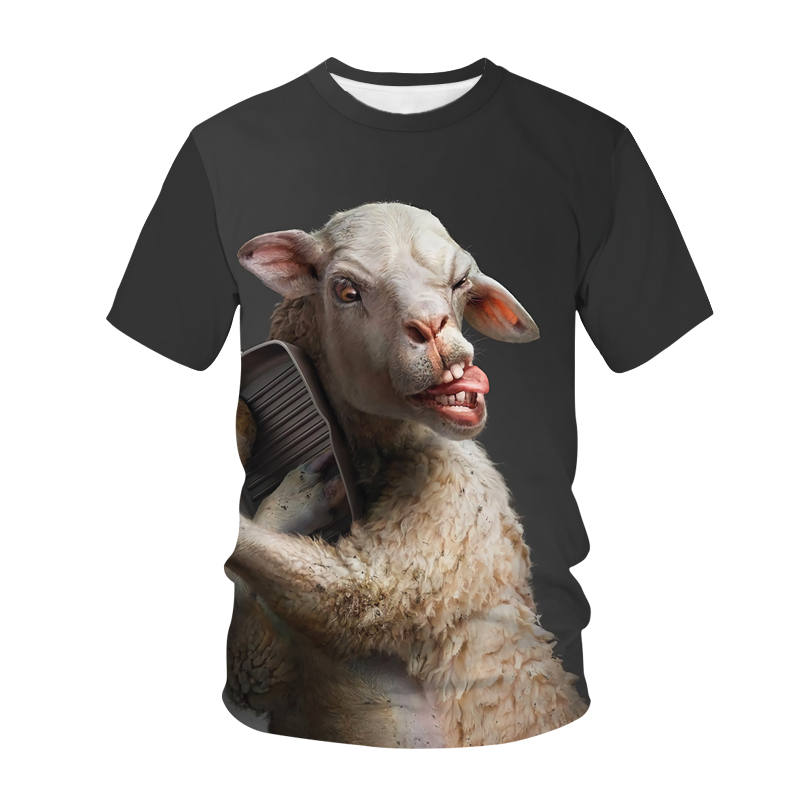 Hip Hop Animal Pig 3D Impresso de verão masculino T-shirt grande tamanho de manga curta Crewneck Harajuku Street Trend camisa