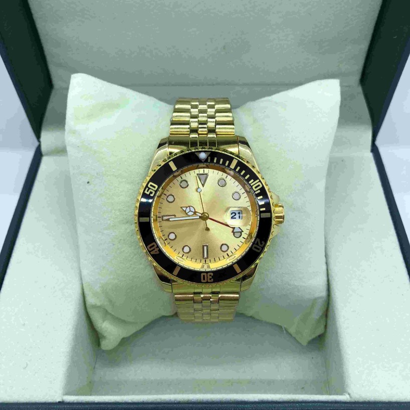 Designer 40mm Gold Dial Dial Automático Moda Mecânica Classic Style Aço inoxidável Relógio à prova d'água2783