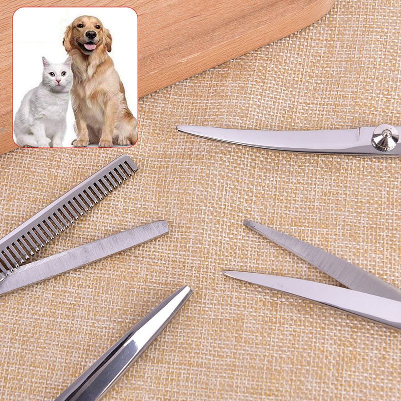 Ciseaux de toilettage professionnels pour chiens chats Conseils de sécurité Rounds Curved Blade Scissor Sharp Hairdressing Pet Cough Scissors