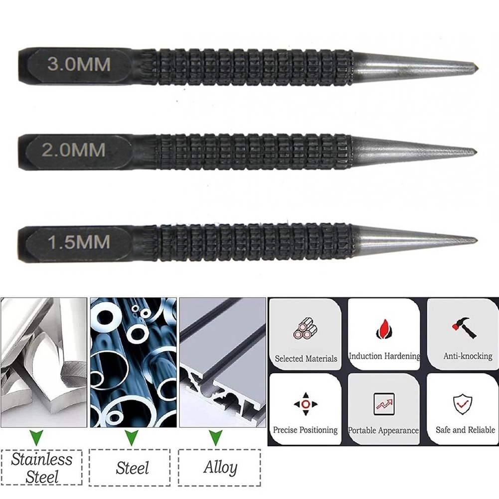 Center Puncher 1.5/2/3 Mm Alloy Steel Metal Wood Marking Drilling Tool Brocas Para Metal Broca Madeira Core Metal Dril Bit Tools