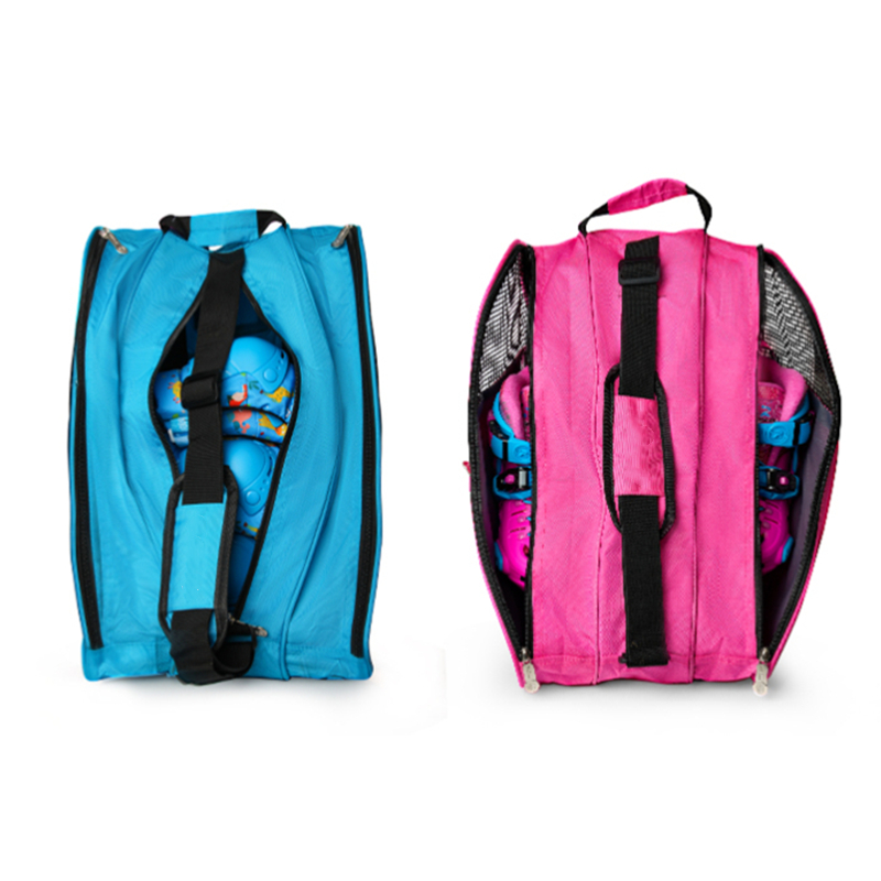 Roller Skate Aufbewahrungstasche Schutzausrüstung Helm Rucksack Dreischicht Aufbewahrung großer Raum Blau Pink Inline Skating-Aufbewahrung