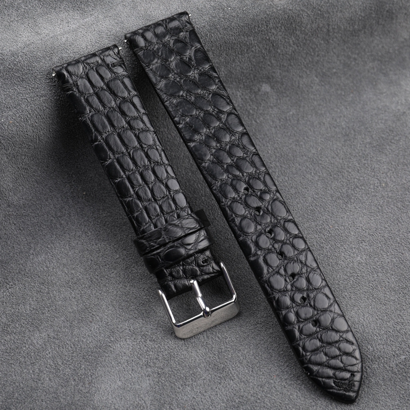 Handgjorda ultratunna krokodilläder Watchband 18 19 20 21 22mm Black Brown Soft äkta Quick Release Men's Turn Armband