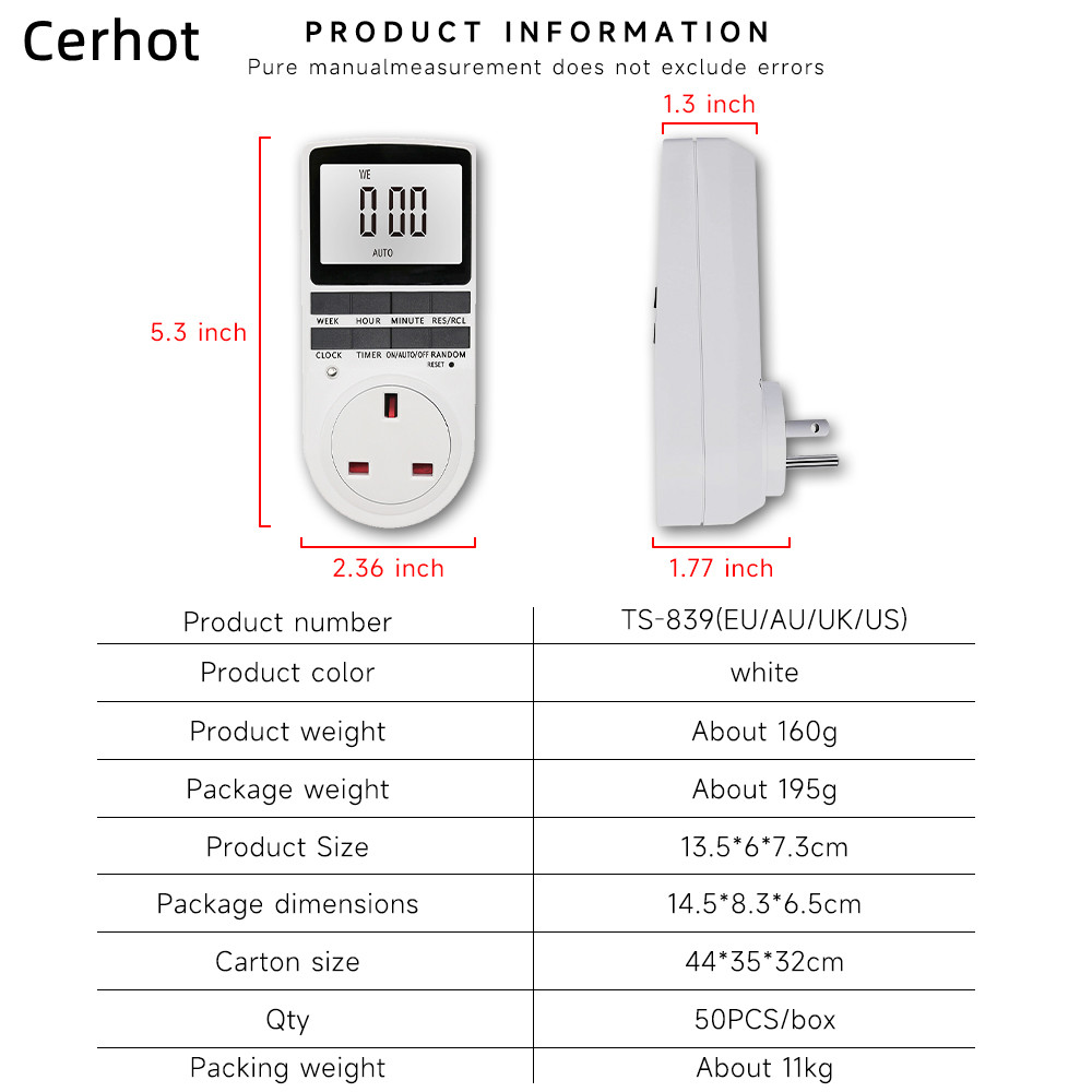 CERHOT TIMER PORGRAMMER SORF 7 JOUR 12/24 HEUR