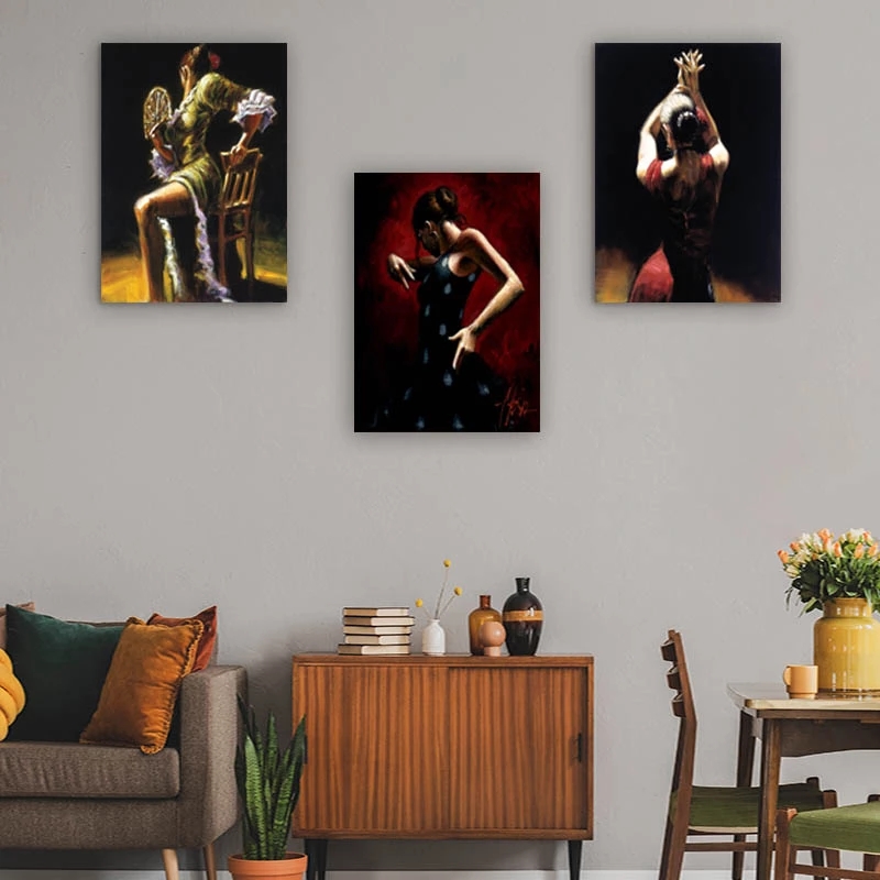 Fabian Perez Artworks Elegant Flamenco Spanish Dancer Art Affisch Canvas målar väggtryck Bild för rum heminredning cuadros