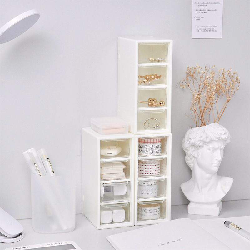 Student Dormitories Dustproof Grid Four Palace Grid Small Drawers Jewelry Storage Box Dormitory Desktop Stationery Jewelry Box