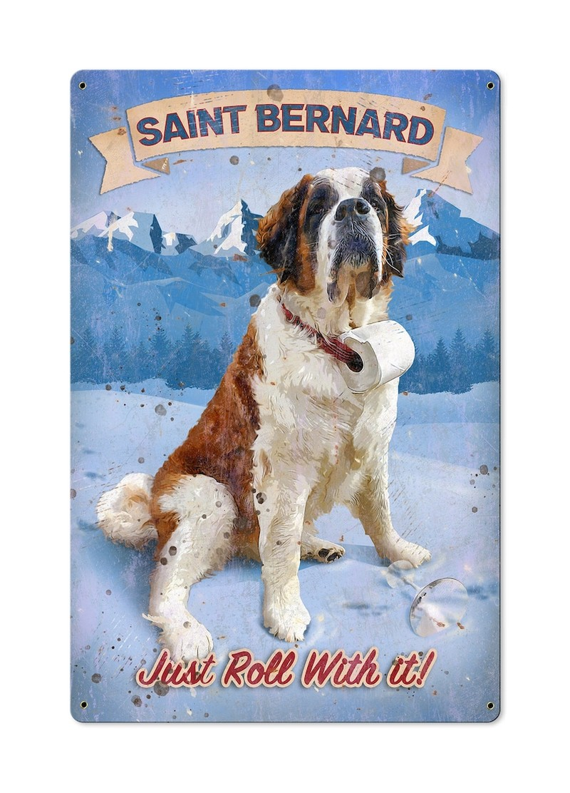 Святой Бернард Смешная собака Аанимал плакат Винтажный ванная металлическая знак жестяной знак стены декор для туалетной туалетной комнаты для туалета 8x12 дюйма