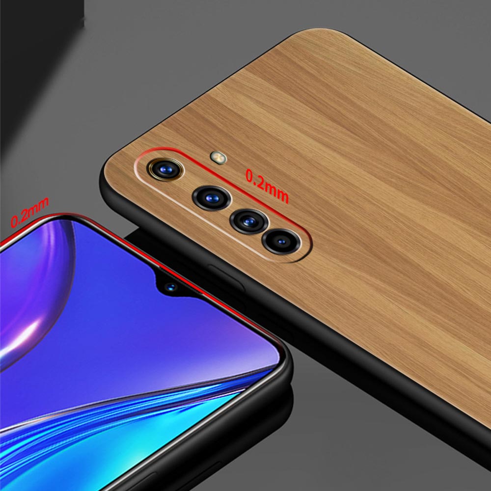 Carved Wood Case For OPPO Realme 9 8 7 6 GT2 Pro Plus 5G Phone Cover Realme 8i 9i C25 C21 C11 C3 Black Soft Silicone Coque Funda