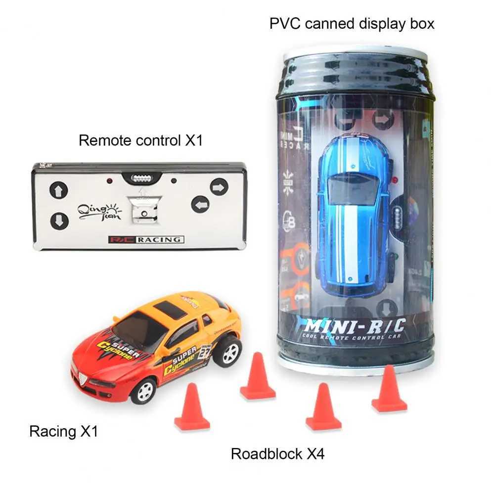 CAR ELÉTRICO/RC 1 64 Controle remoto Mini RC Battery Operado Racing PVC latas de pacote de pacote de máquina Drift-buggy Bluetooth Radio Toy Kid 240412