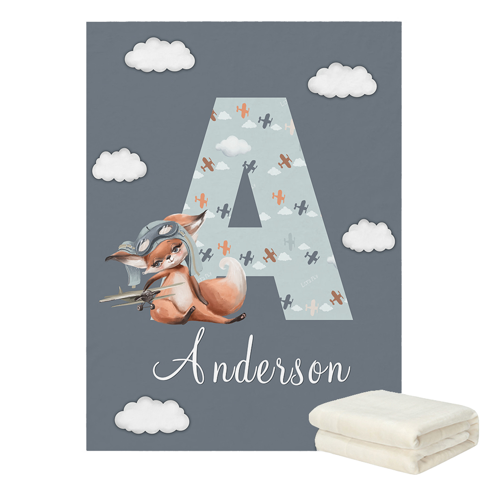 Lvyziho Capital Letter Airplanes Nome personalizzato Set di biancheria da letto, set di biancheria da letto culla personalizzata, foglio di presepe baby shower set