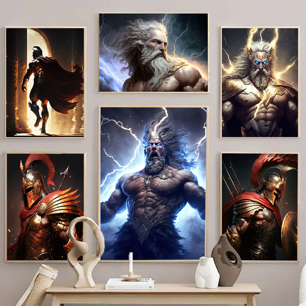 Pop Legendary Warriors Affiche d'anime et imprime God of Lightning Zeus Canvas Wall Painting Art Picture pour le salon DÉCOR HOME