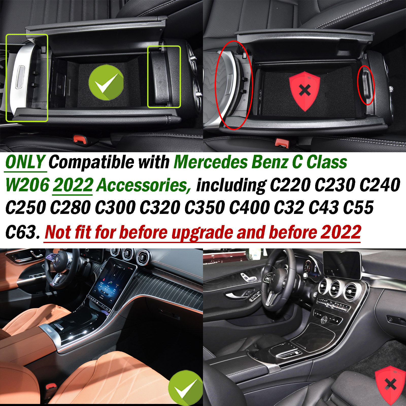 2022 2023 Merkez Konsolu Organizatör Tepsisi Mercedes Benz C Sınıfı W206 C200 C220 CROMYAT İkincil Saklama Kutusu Aksesuarları