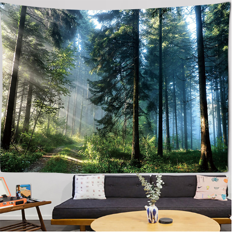 Scene Tree Forest Tapestry Tree Tapices Room Wall Art Home House Bedroom Eesthetic Decor för 2023 Tapiz Y2K Arazzi Hanging