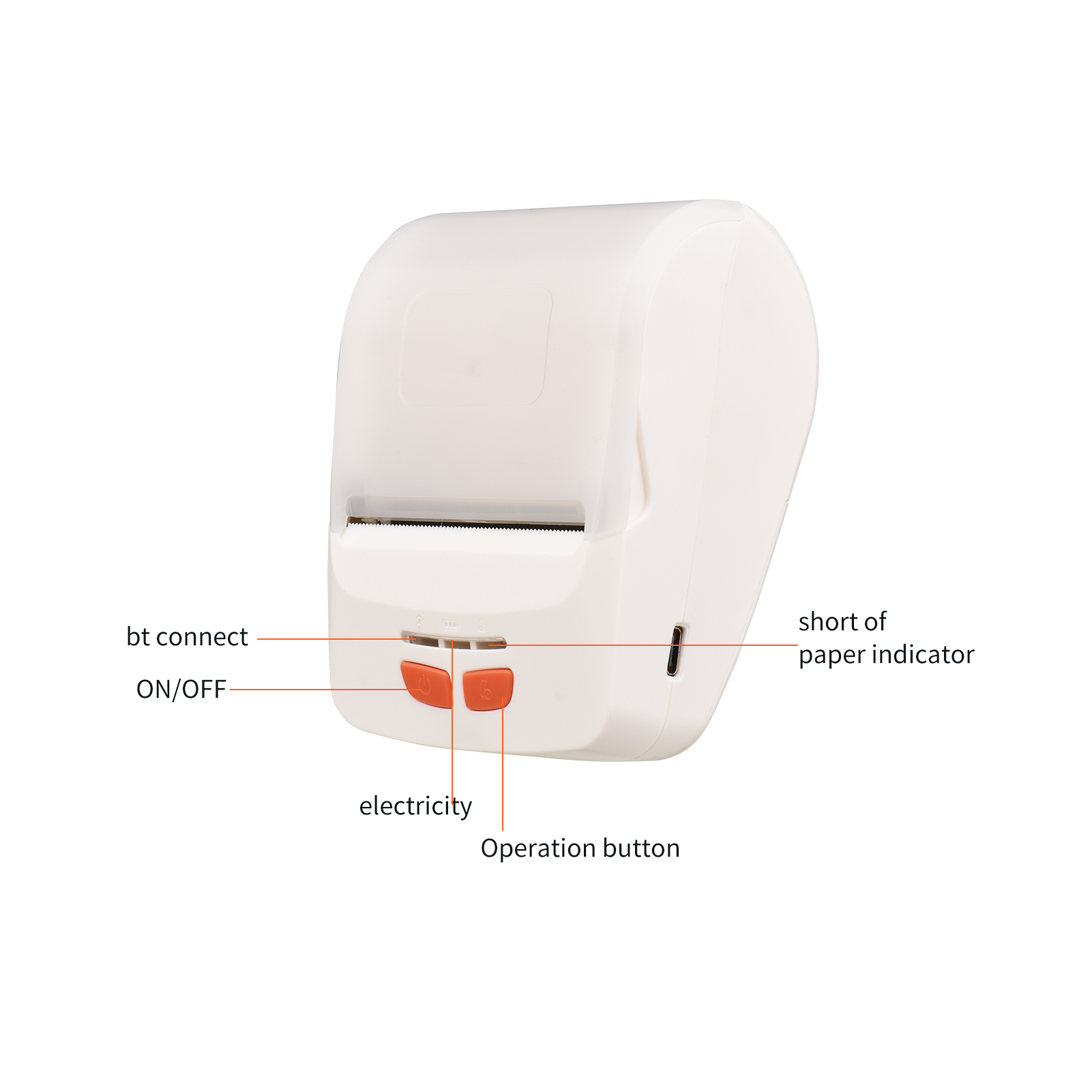 Kvittoskrivare bärbar 58mm mobil termisk skrivare USB Bluetooth Bill Ticket Printing Label Printer för Android iOS Windows