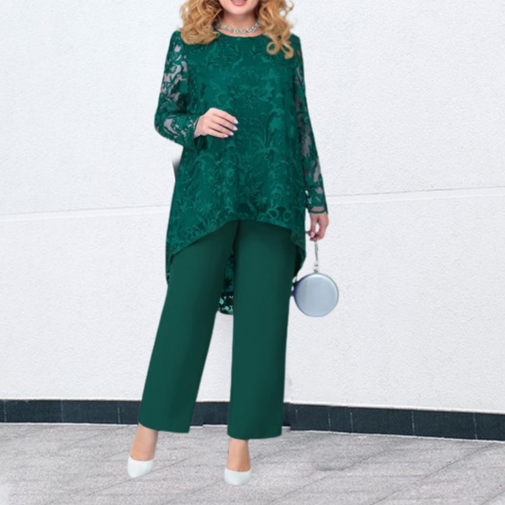 Oversized Women's Clothing Matching Sets Pant Elegant Tops Weddings Women Two Piece Evening Gown Femme Clothes Embroidery Suit